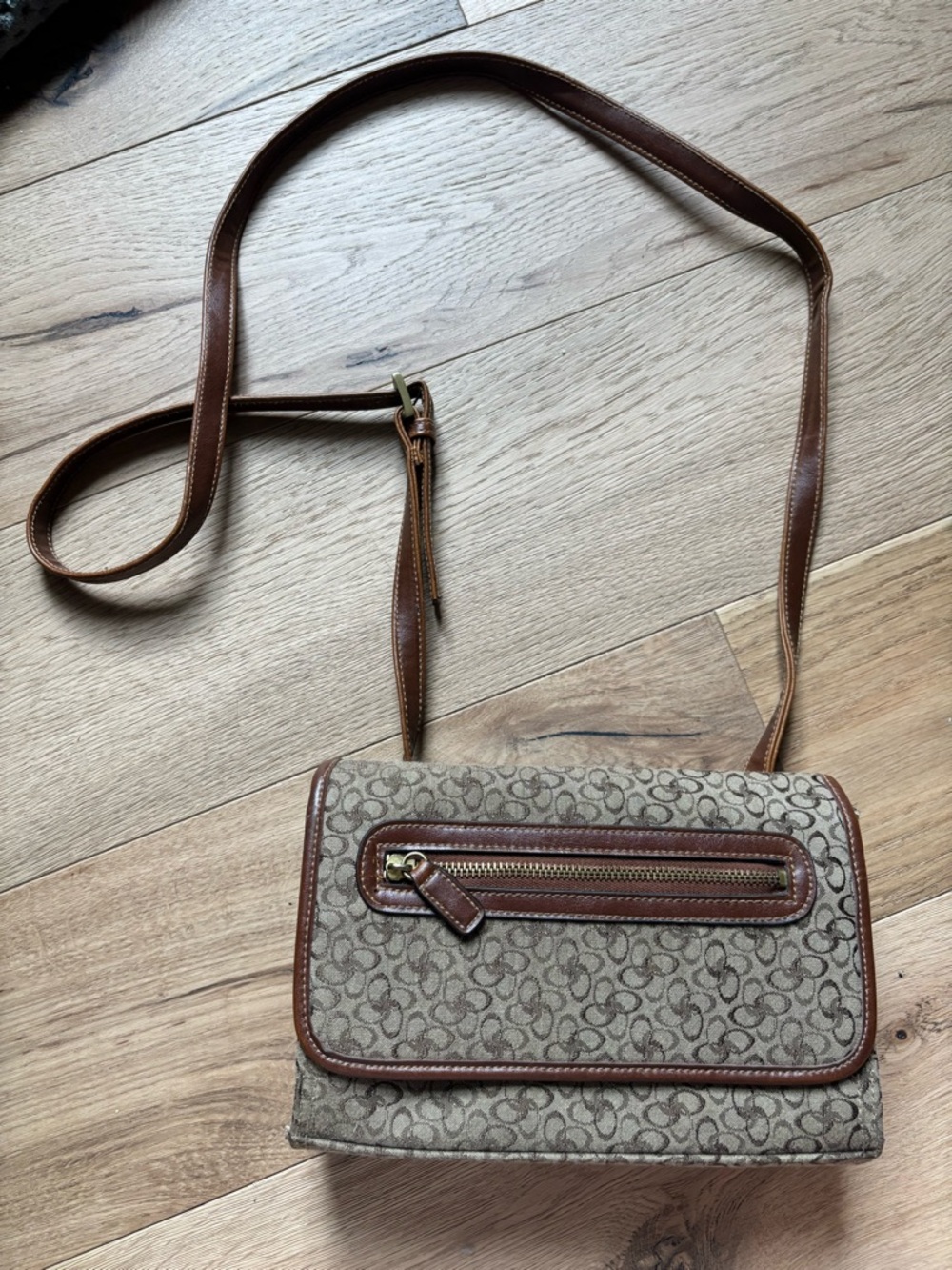 Brown Patterned Crossbody Shoulder Bag